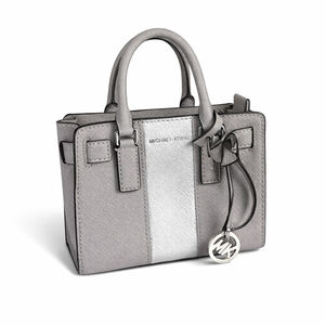 Michael Kors Dillon Extra Small Saffiano Leather Top Zip Bag Silver and Gray